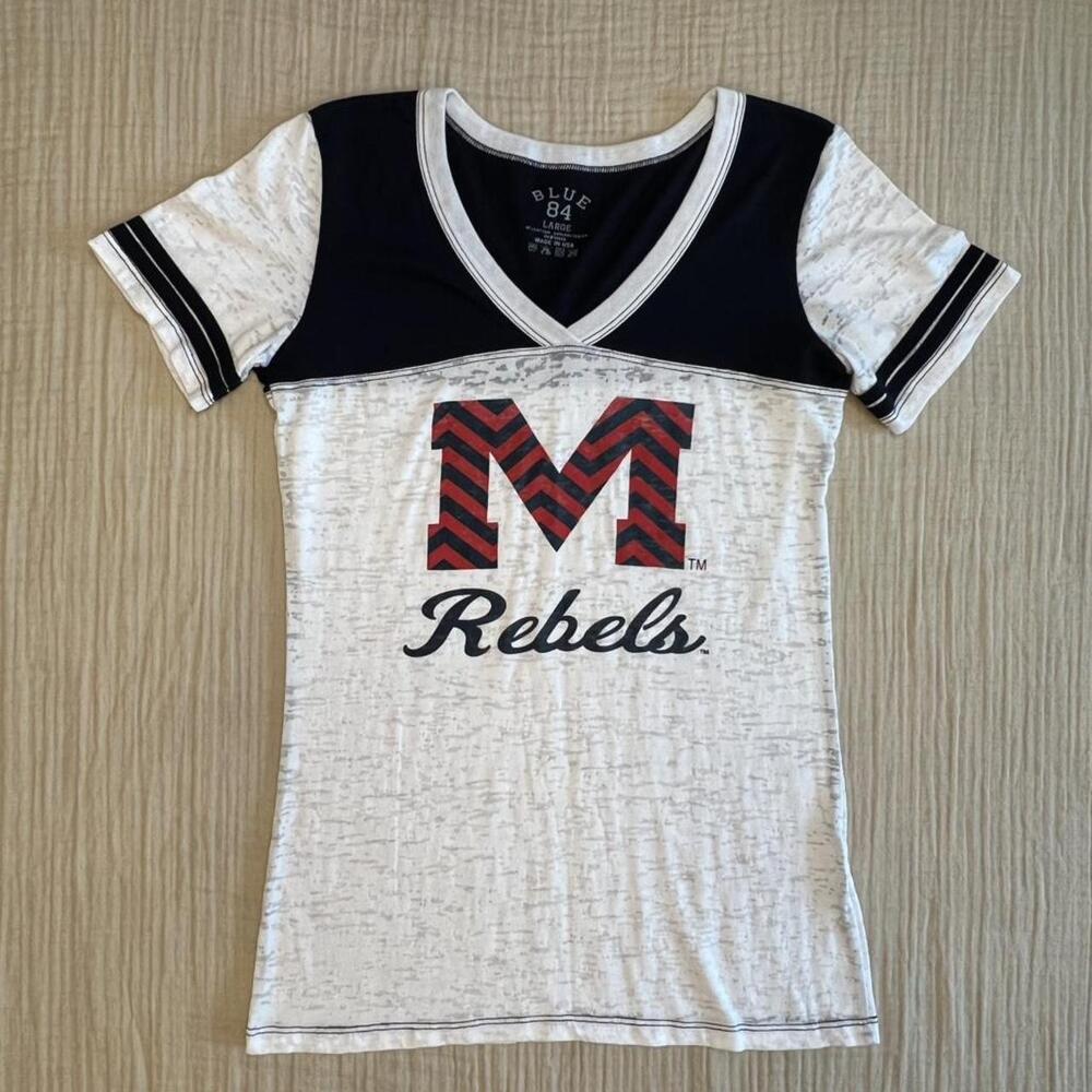 University of Mississippi (Ole Miss) Rebels women's burnout V-neck t-shirt